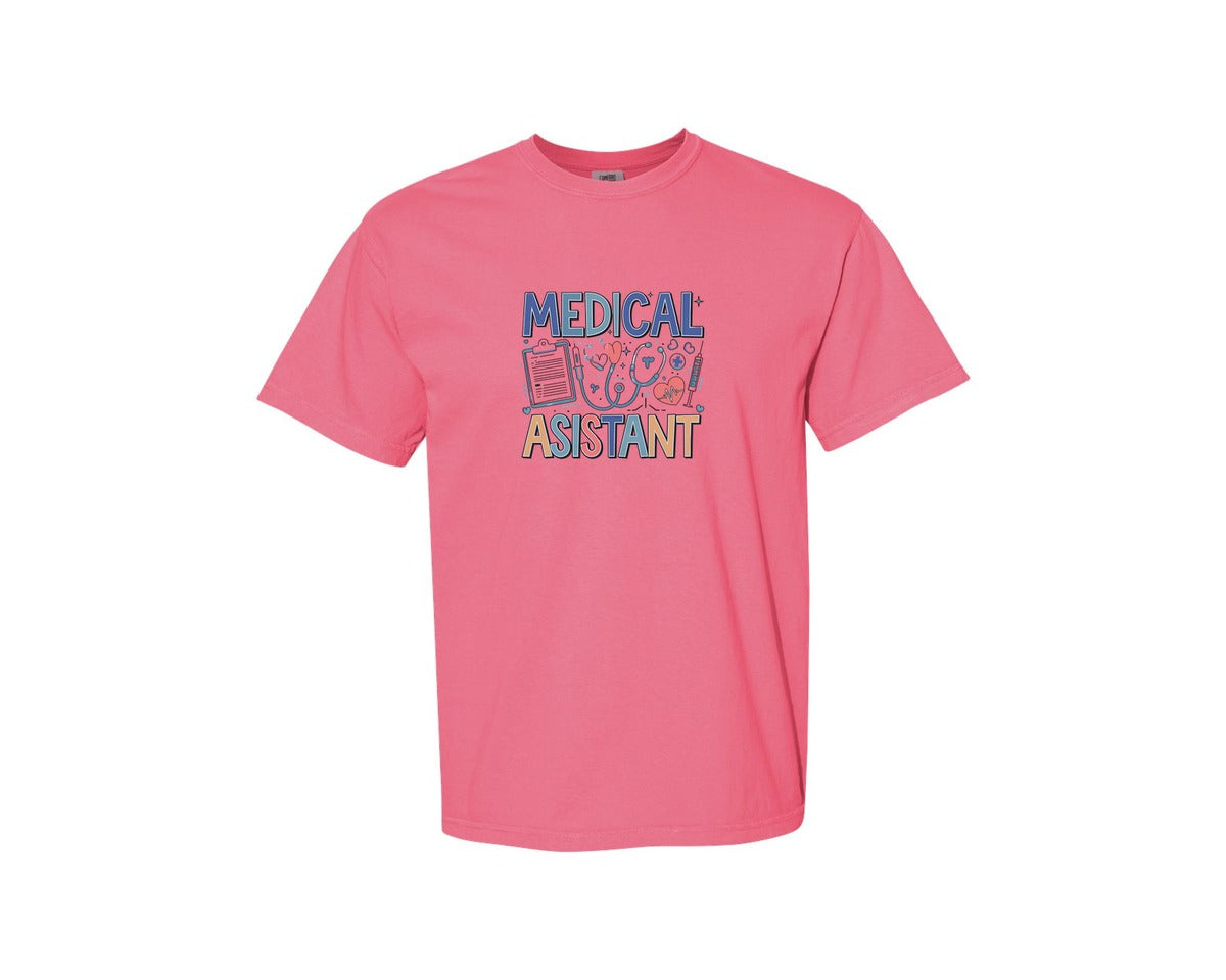 brand:Comfort Colors|color:Crunchberry|Medical Assistant 7 Graphic T-Shirt
