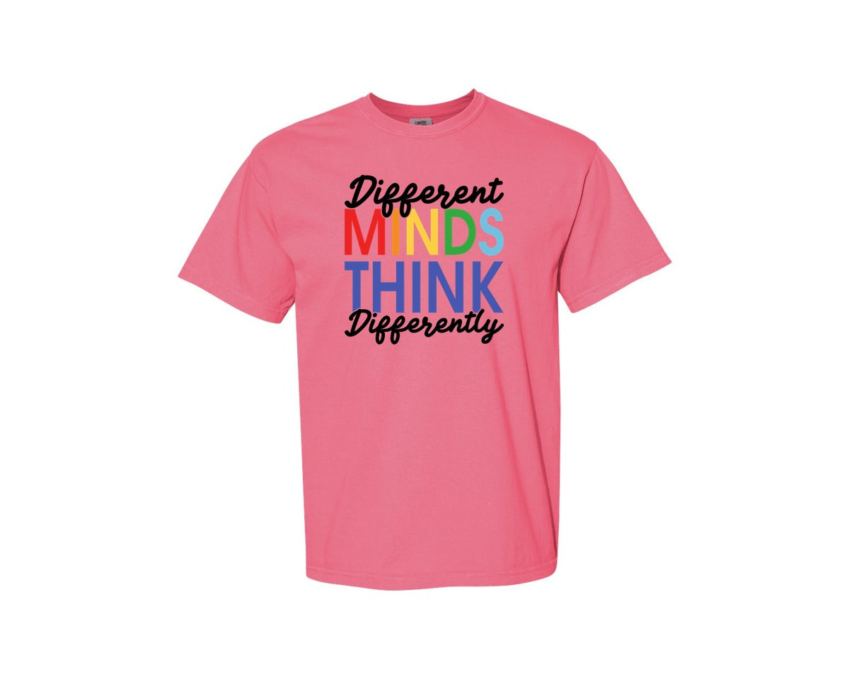 brand:Comfort Colors|color:Crunchberry|Different Minds Autism T Shirt Graphic T-Shirt