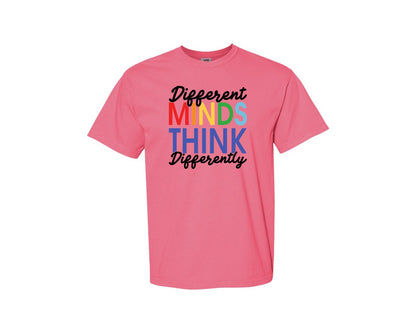 brand:Comfort Colors|color:Crunchberry|Different Minds Autism T Shirt Graphic T-Shirt