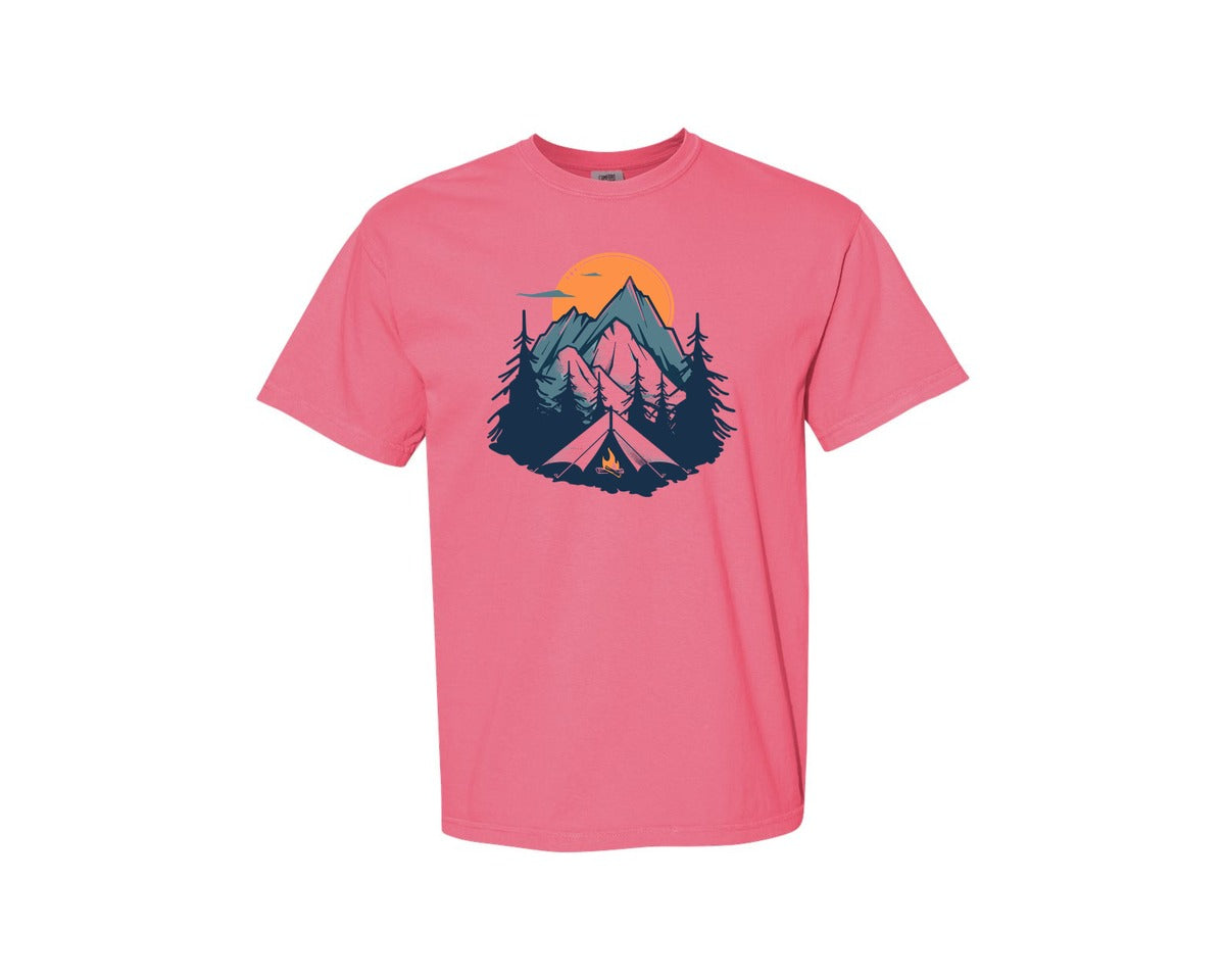 brand:Comfort Colors|color:Crunchberry|Sunset Camping Adventure T Shirt Design 8 Graphic T-Shirt