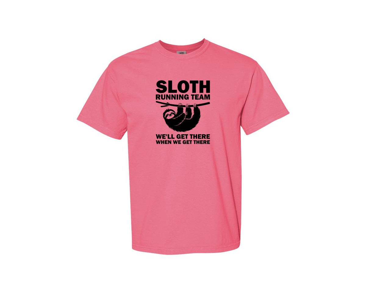 brand:Comfort Colors|color:Crunchberry|Sloth Running Team T Shirt 2 Graphic T-Shirt