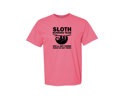 brand:Comfort Colors|color:Crunchberry|Sloth Running Team T Shirt 2 Graphic T-Shirt