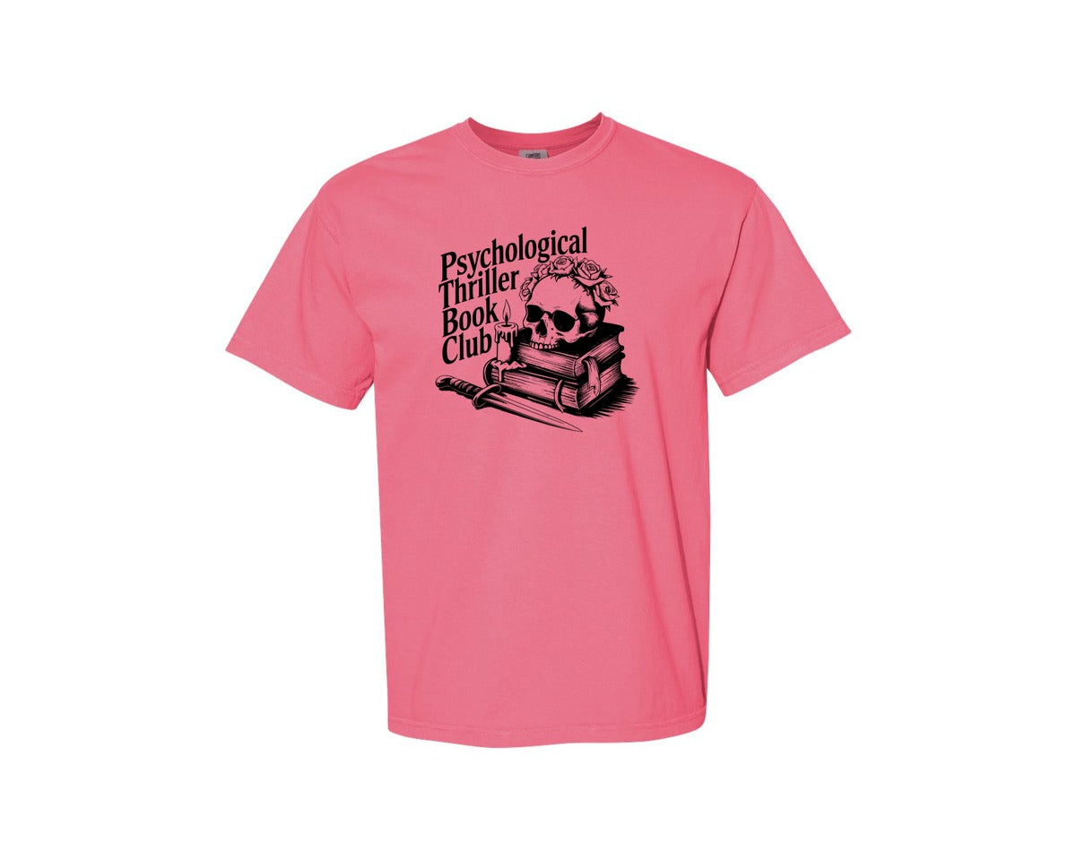 brand:Comfort Colors|color:Crunchberry|Psychological Thriller Book Club T S Graphic T-Shirt