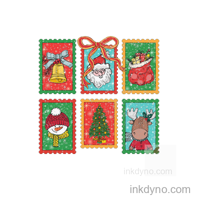 Vintage Christmas Stamp Design Set For Dtf Transfers — DTF Transfer