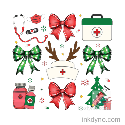Cute Christmas Medical-Themed DTF Transfer - Ready to Press