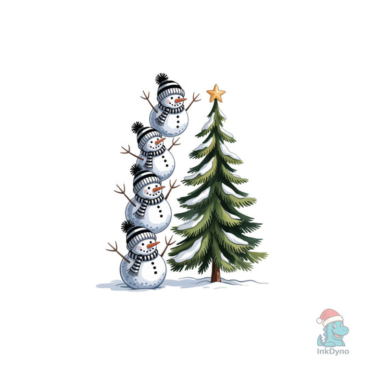Festive Snowmen With Christmas Tree Design — DTF Transfer