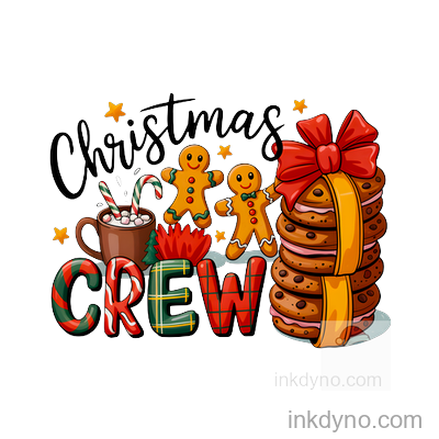 Cute Kawaii Gingerbread Crew DTF Transfer - Ready to Press Christmas Apparel