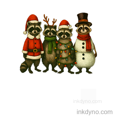 Cute Raccoons Christmas DTF Transfer - Ready to Press
