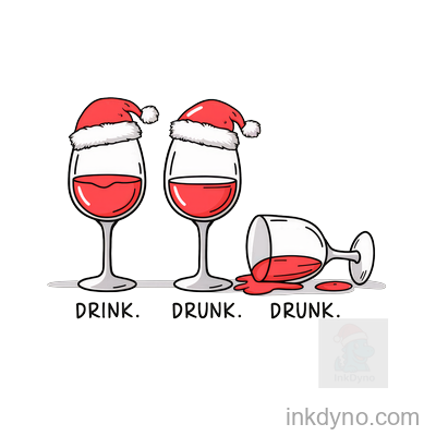 Festive Drink Drunk Theme Holiday Transfer Design — DTF Transfer