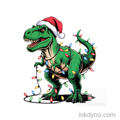 Dinosaur , Trex DTF Transfer – Ready to Press (Christmas)