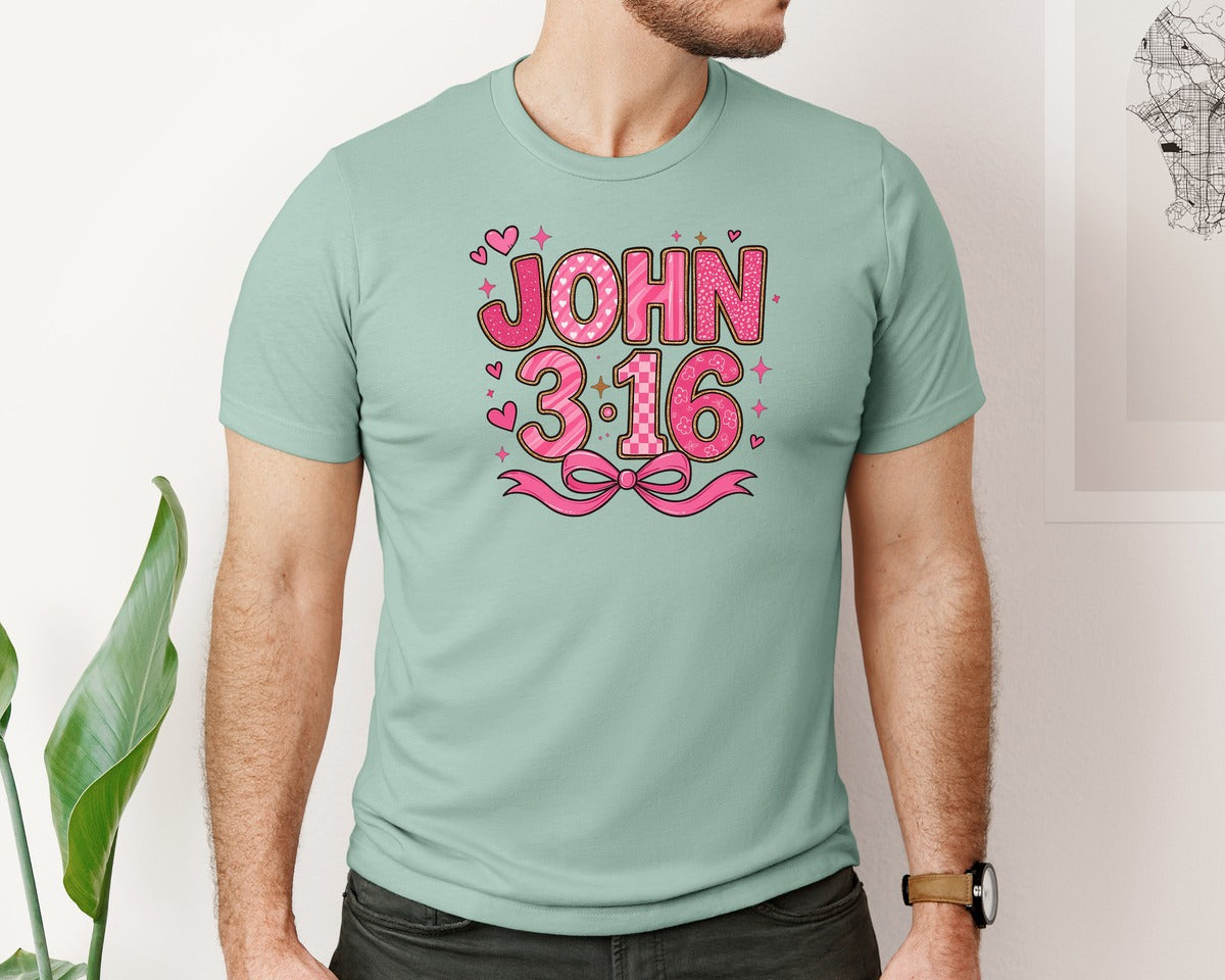 brand:Bella Canvas|color:Dusty Blue|John 3 16 Jesus Is My Valentine Graphic T-Shirt