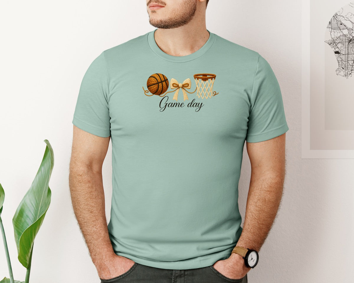 brand:Bella Canvas|color:Dusty Blue|Basketball Game Day 8 Graphic T-Shirt