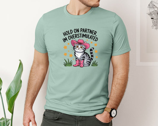 Cowboy Cat Overstimulated Graphic T-Shirt