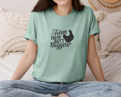 brand:Bella Canvas|color:Dusty Blue|Farm Fresh Butt Nuggets Cut File 8 Graphic T-Shirt