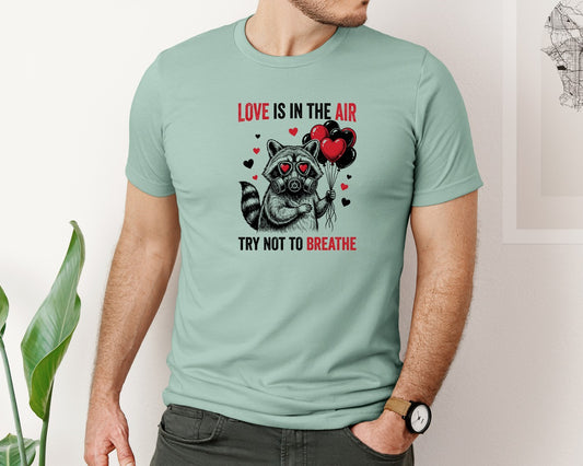 Valentine Raccoon With Gas Mask Graphic T-Shirt