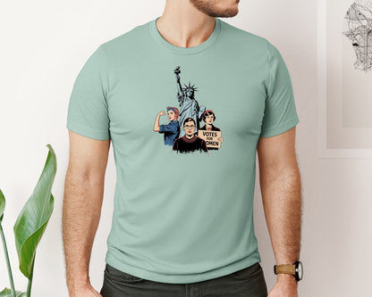 brand:Bella Canvas|color:Dusty Blue|Strong Women Unite Votes For Women Graphic T-Shirt