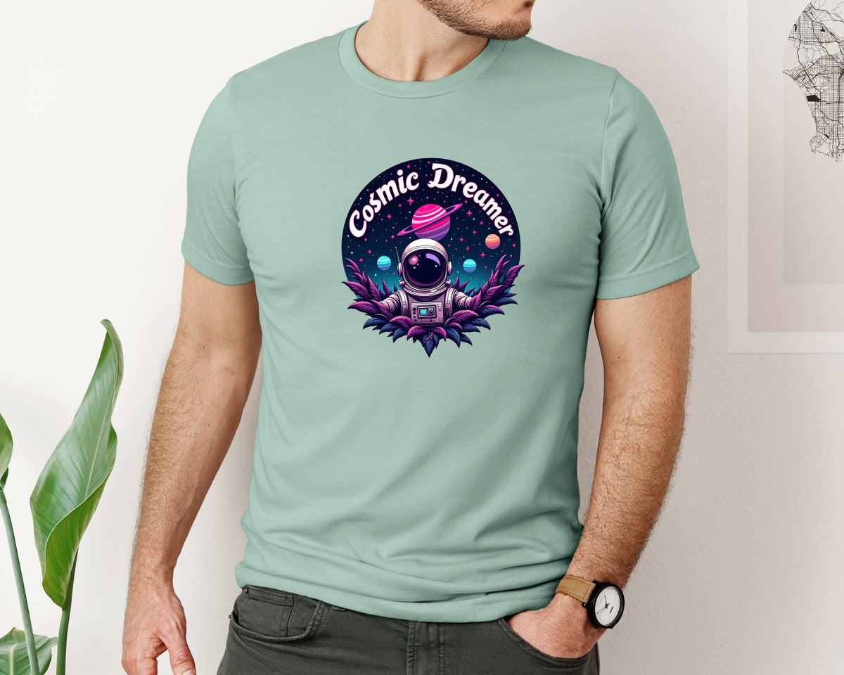 brand:Bella Canvas|color:Dusty Blue|Cosmic Dreamer T Shirt Design Graphic T-Shirt