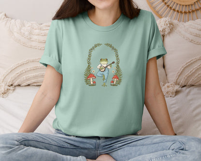 brand:Bella Canvas|color:Dusty Blue|Dont Worry Be Hoppy Frog 2 Graphic T-Shirt