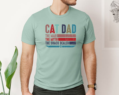 brand:Bella Canvas|color:Dusty Blue|Cat Dad Snack Dealer Dad Graphic T-Shirt