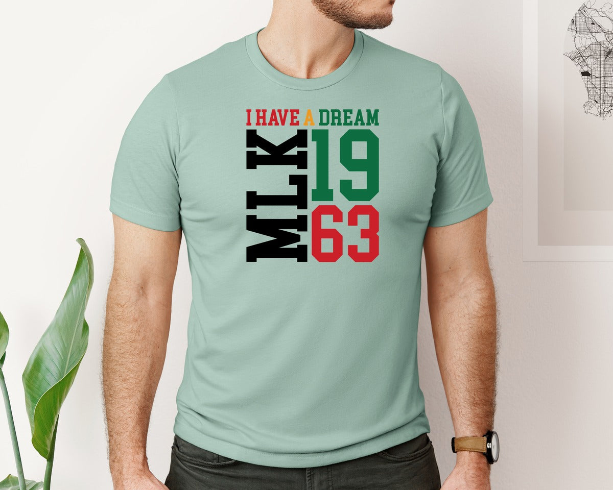 brand:Bella Canvas|color:Dusty Blue|I Have A Dream Mlk 1963 T Shirt Graphic T-Shirt