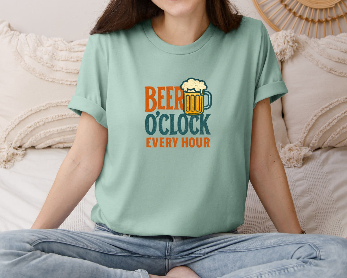 brand:Bella Canvas|color:Dusty Blue|Beer Oclock Every Hour Oktoberfest Graphic T-Shirt