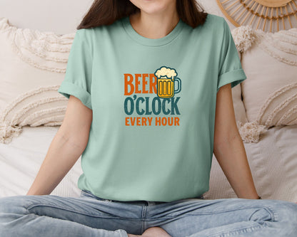 brand:Bella Canvas|color:Dusty Blue|Beer Oclock Every Hour Oktoberfest Graphic T-Shirt