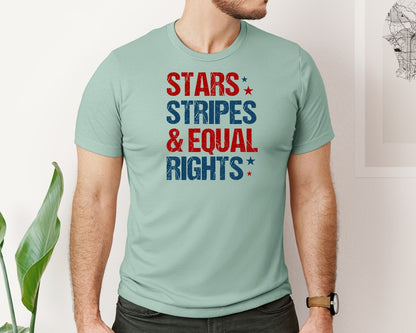 brand:Bella Canvas|color:Dusty Blue|4Th Of July Stars Stripes Equal Rights 2 Graphic T-Shirt