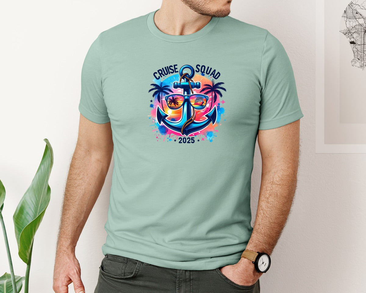 brand:Bella Canvas|color:Dusty Blue|Cruise Squad 2025 Cruise Vacation Graphic T-Shirt