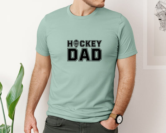 Bold Varsity Hockey Dad Emblem Graphic T-Shirt