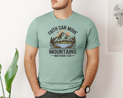 brand:Bella Canvas|color:Dusty Blue|Faith Can Move Mountains Faith 6 Graphic T-Shirt