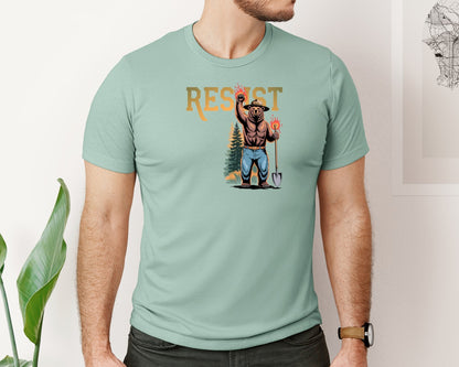 brand:Bella Canvas|color:Dusty Blue|Resist Wilderness Ranger Bear 4 Graphic T-Shirt