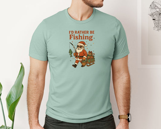 Funny Santa Fishing Christmas 6 Graphic T-Shirt