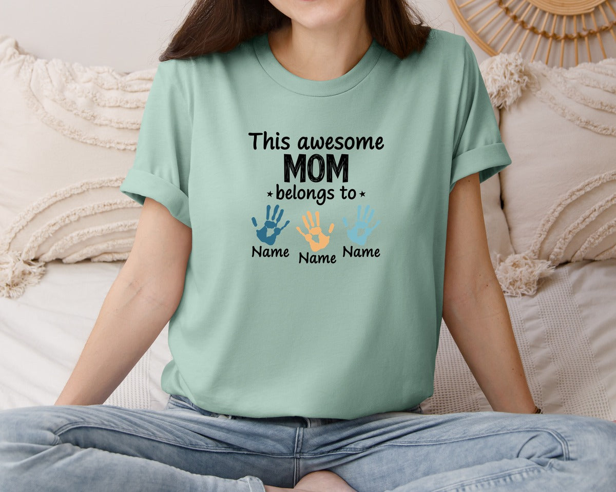 brand:Bella Canvas|color:Dusty Blue|Mothers Day Mom Life Custom Kids Graphic T-Shirt