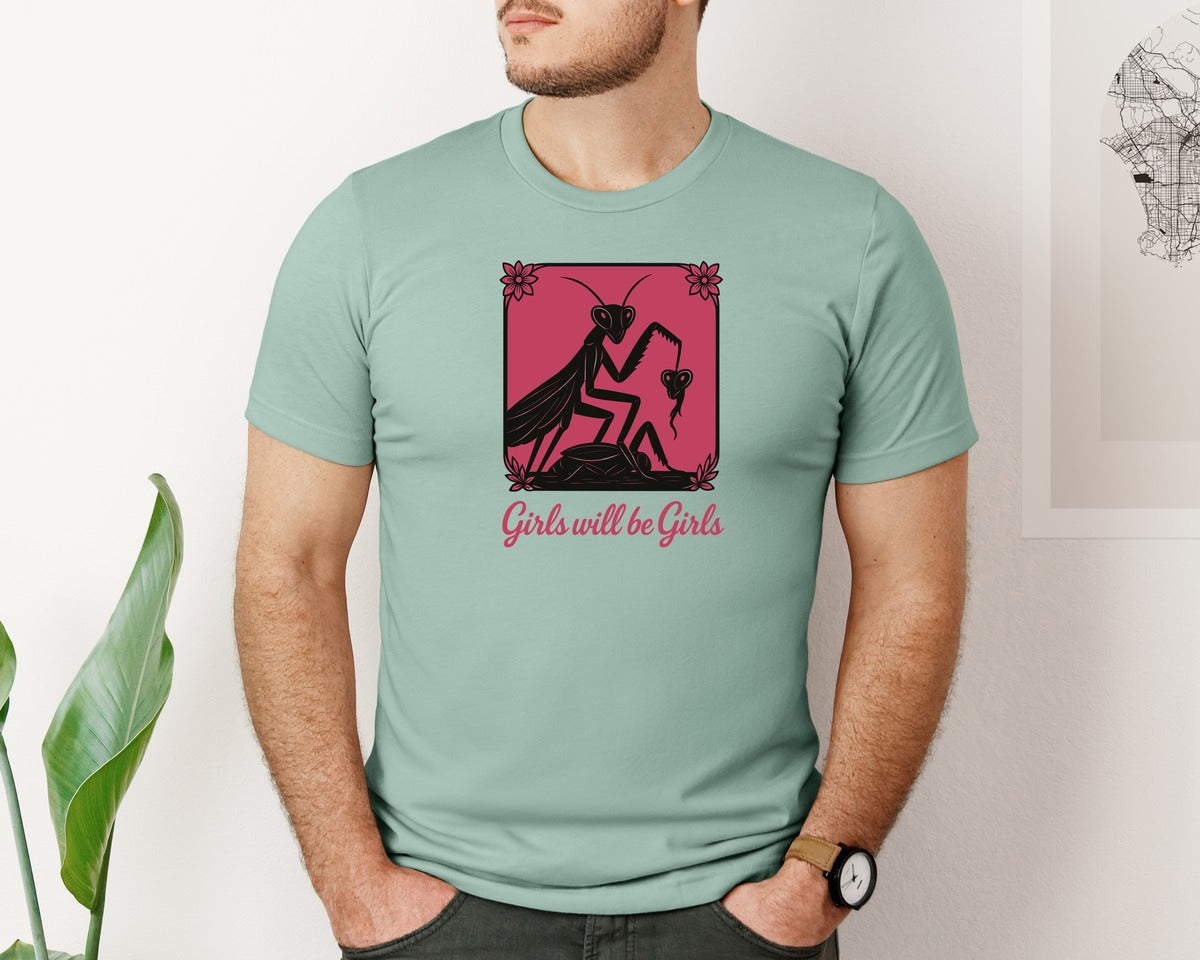brand:Bella Canvas|color:Dusty Blue|Girls Will Be Girls 2 Graphic T-Shirt