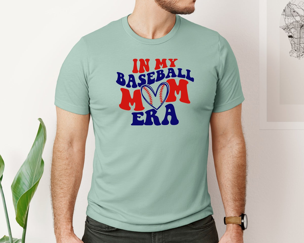 brand:Bella Canvas|color:Dusty Blue|In My Baseball Mom Era 6 Graphic T-Shirt