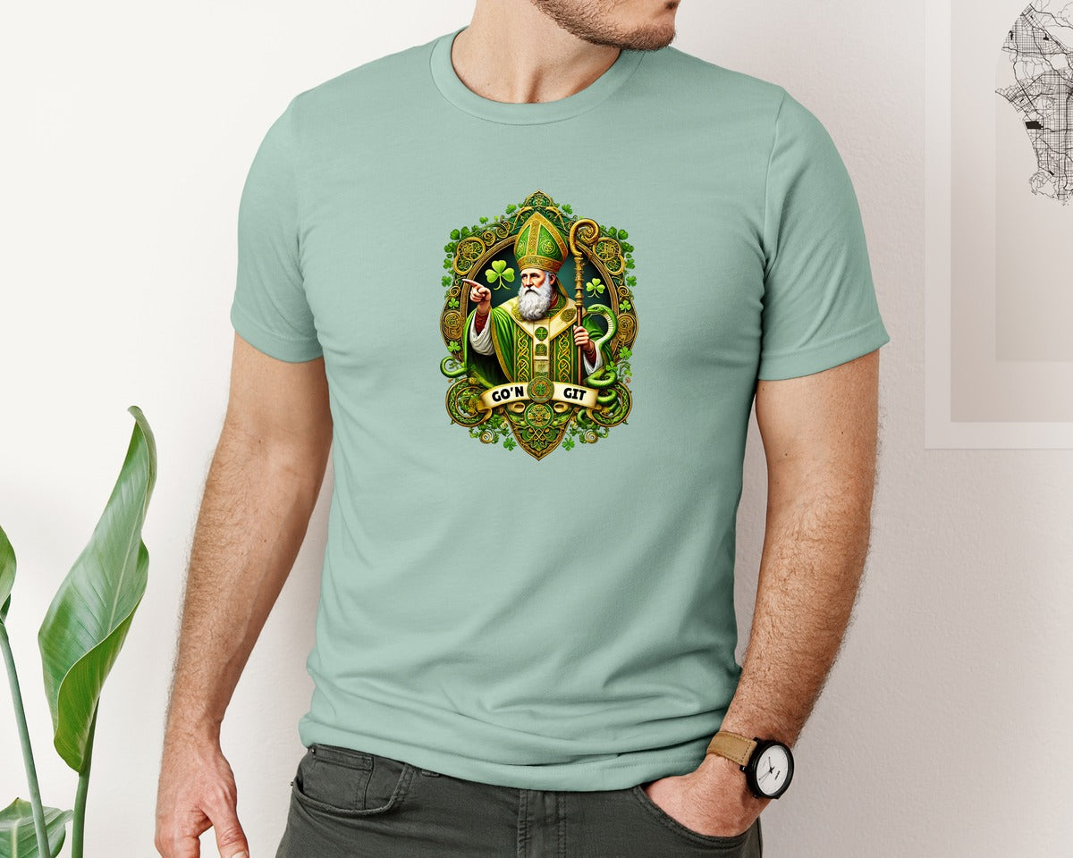 brand:Bella Canvas|color:Dusty Blue|St Patricks Day Saint Patrick Graphic T-Shirt