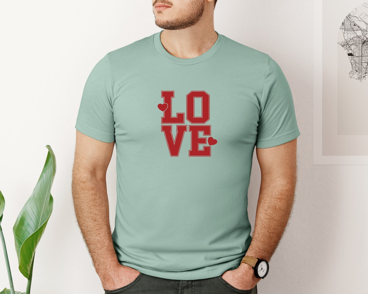 brand:Bella Canvas|color:Dusty Blue|Love Valentine 3 Graphic T-Shirt