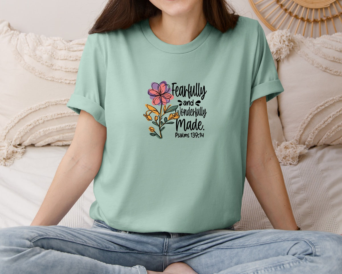 brand:Bella Canvas|color:Dusty Blue|Boho Christian Floral Christian Graphic T-Shirt