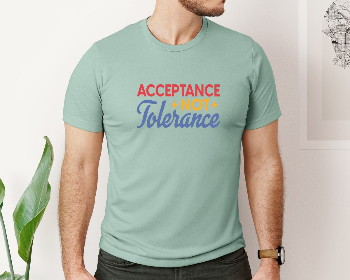brand:Bella Canvas|color:Dusty Blue|Acceptance Not Tolerance T Shirt Graphic T-Shirt
