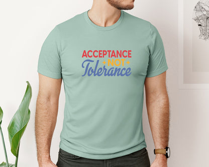 brand:Bella Canvas|color:Dusty Blue|Acceptance Not Tolerance T Shirt Graphic T-Shirt