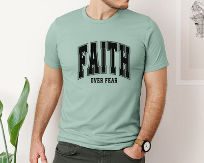 brand:Bella Canvas|color:Dusty Blue|Faith Over Fear Christian 2 Graphic T-Shirt