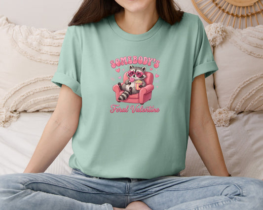 Somebodys Feral Valentine Raccoon Graphic T-Shirt