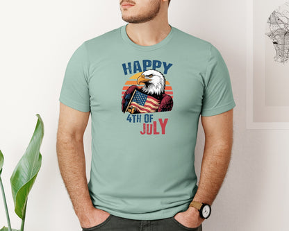 brand:Bella Canvas|color:Dusty Blue|Happy 4Th July Usa Flag T Shirts Design Graphic T-Shirt