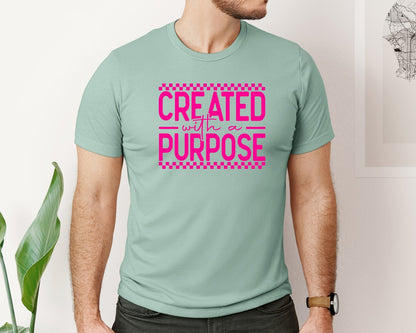 brand:Bella Canvas|color:Dusty Blue|Created With A Purpose Christian Quote 3 Graphic T-Shirt