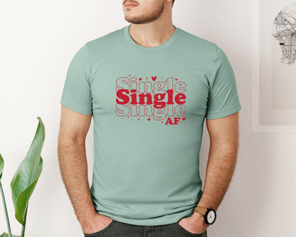 brand:Bella Canvas|color:Dusty Blue|Single Af Funny Valentines Day 2 Graphic T-Shirt