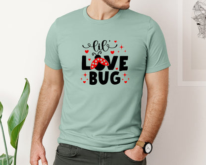 brand:Bella Canvas|color:Dusty Blue|Lil Love Bug Valentines Day Graphic T-Shirt