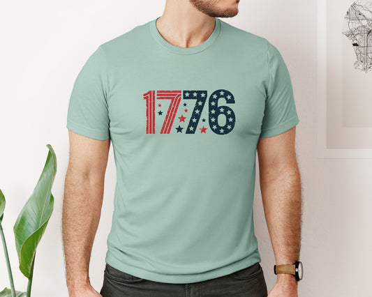 1776 Patriotic Distressed Edge Graphic T-Shirt
