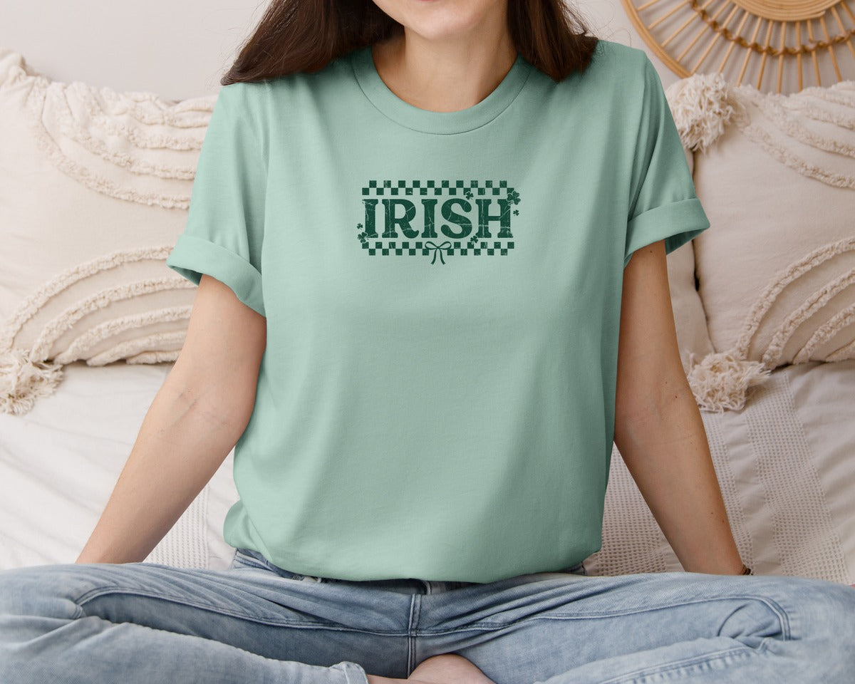 brand:Bella Canvas|color:Dusty Blue|Vintage Irish St Patricks Day Graphic T-Shirt