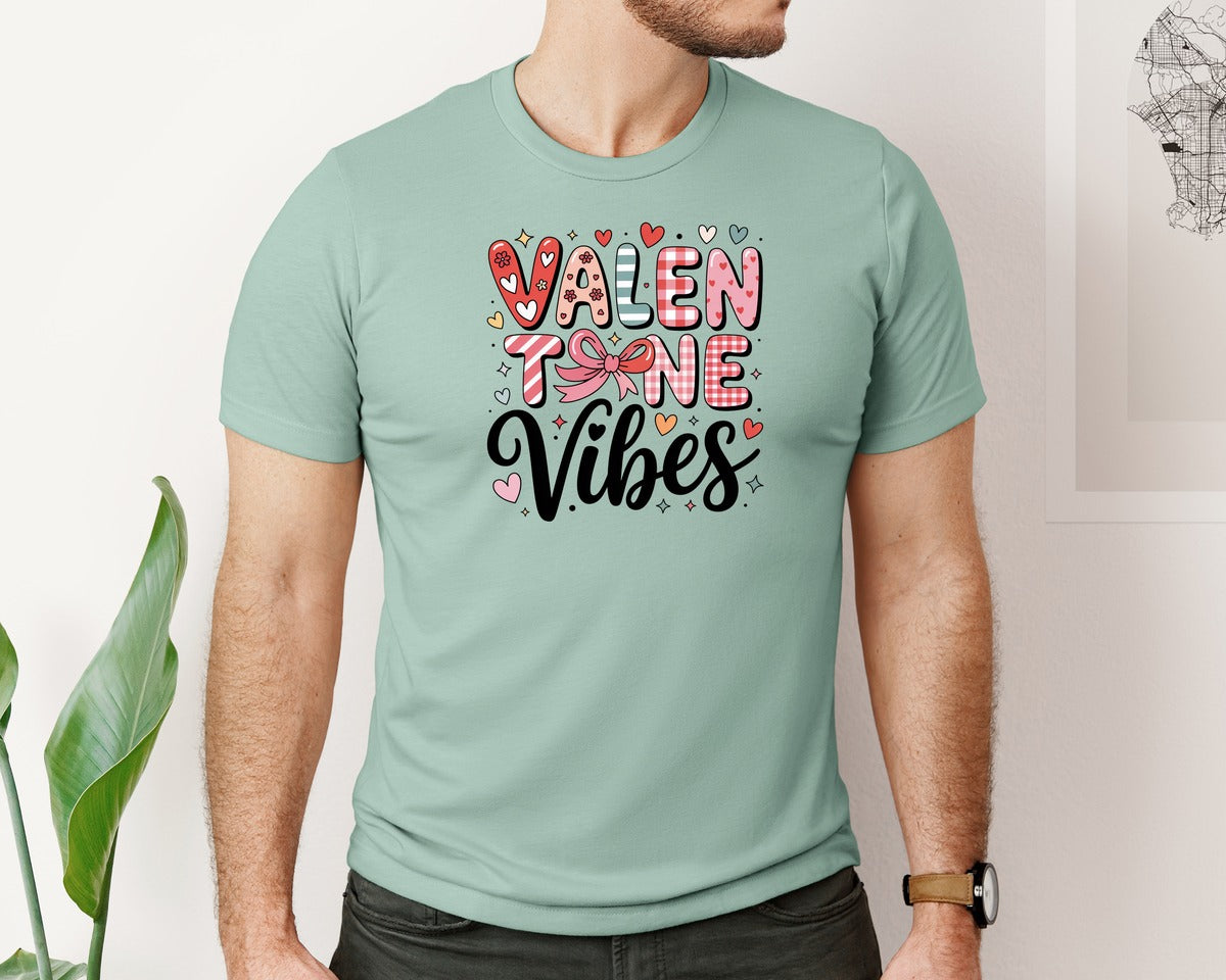 brand:Bella Canvas|color:Dusty Blue|Coquette Valentine Vibes Valentine 4 Graphic T-Shirt