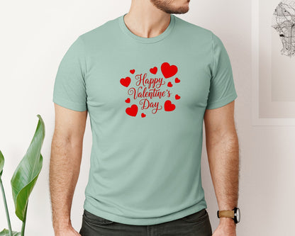 brand:Bella Canvas|color:Dusty Blue|Happy Valentines Day Heart 12 Graphic T-Shirt